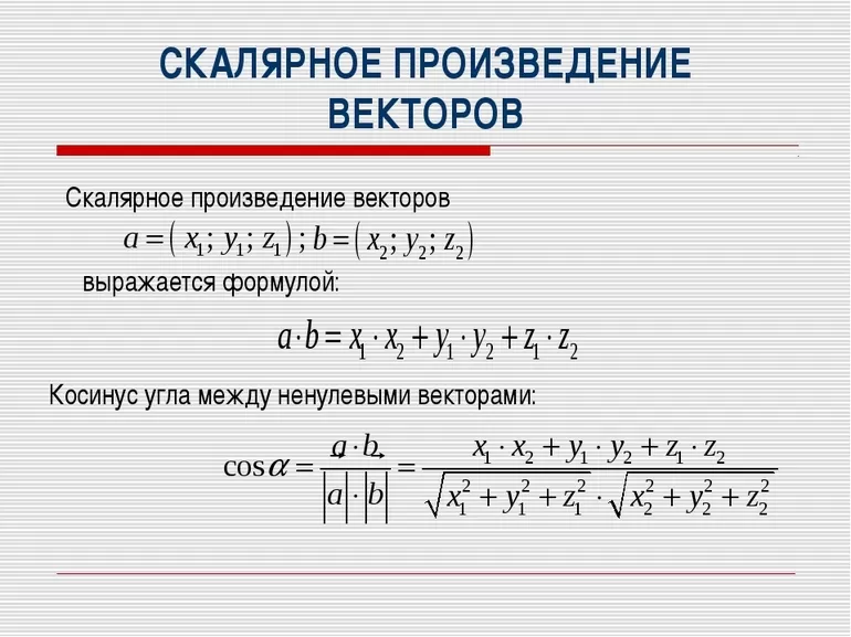 Что такое скалярное произведение векторов