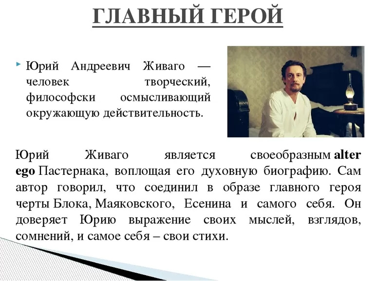 Действующие лица романа «Доктор Живаго»