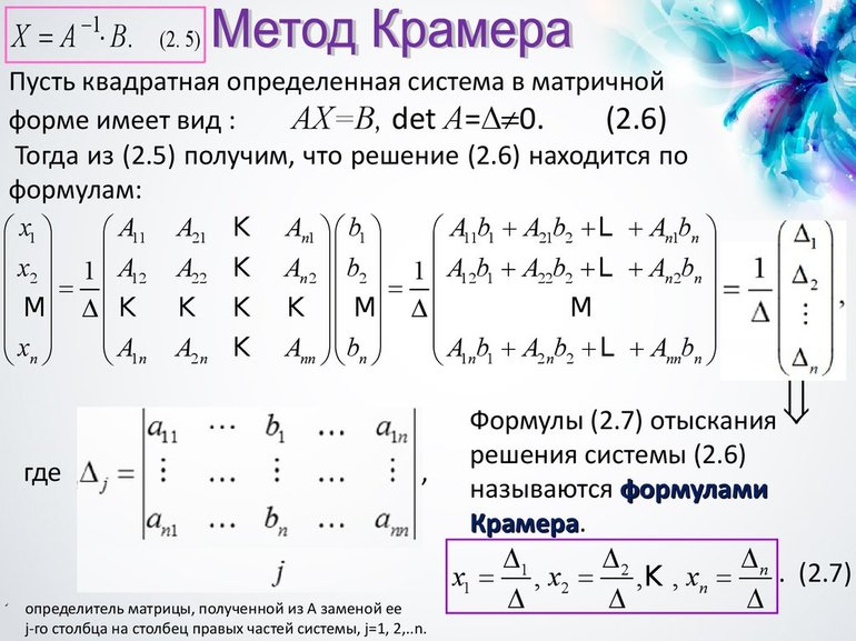 Метода крамера блок схема