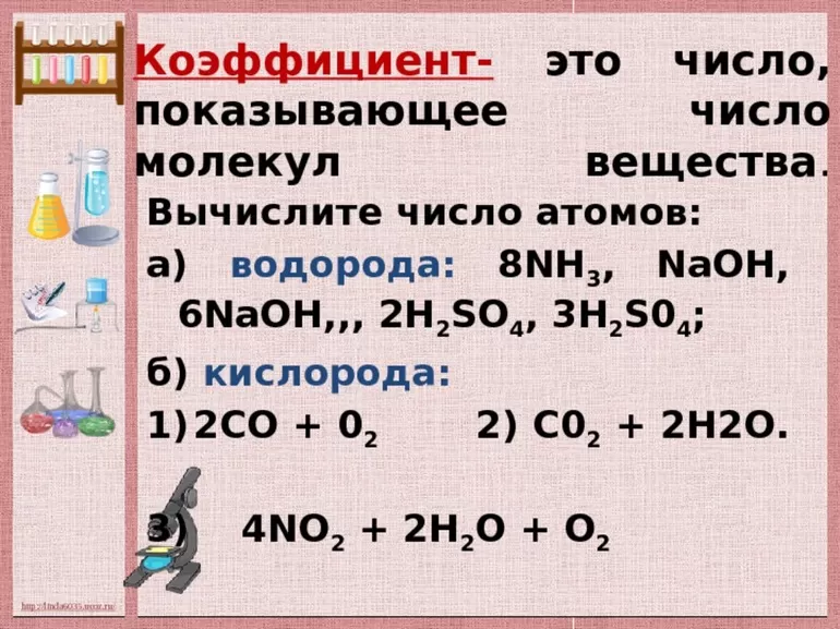 Коэффициент в химических уравнениях