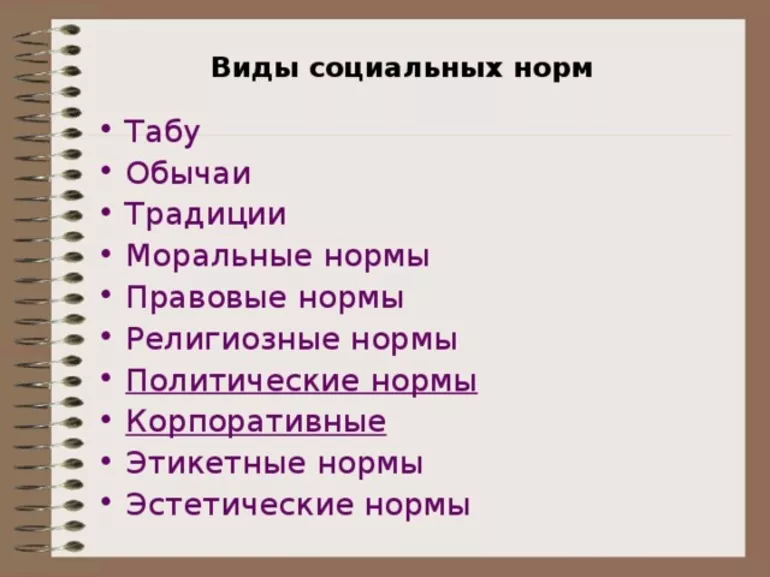 Виды моральных норм
