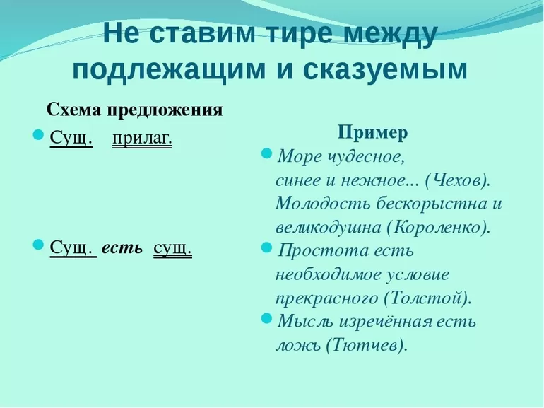 Тире между подл и сущ