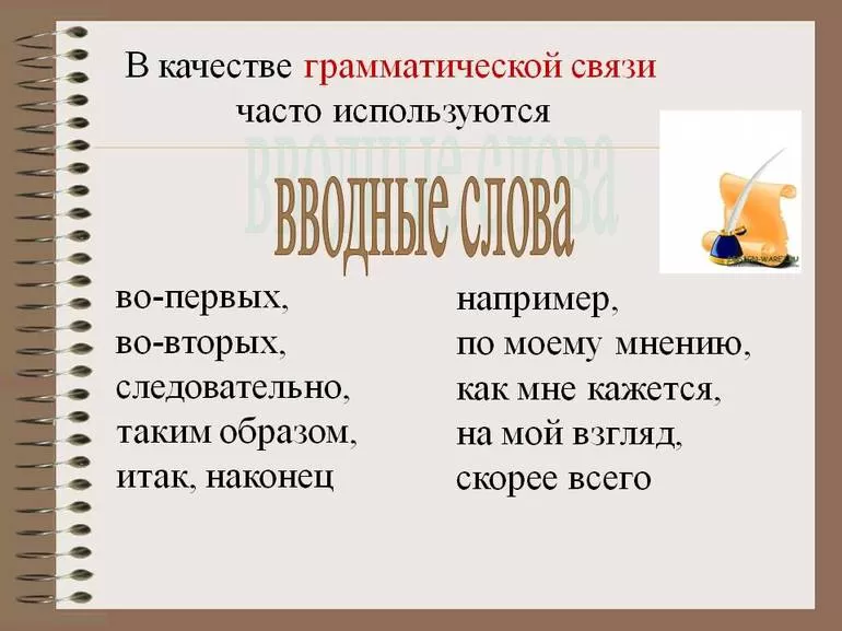 Примеры использования вводных слов