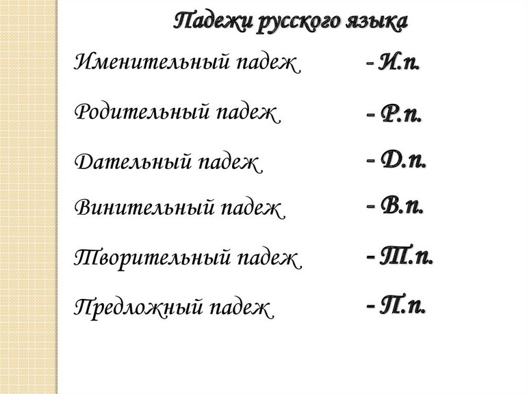 Падежи русского языка