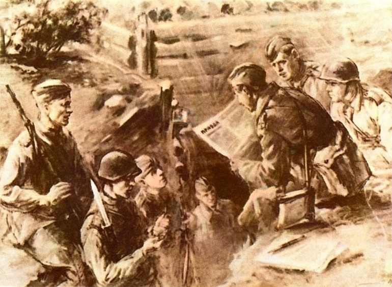 Советские бойцы в окопах
