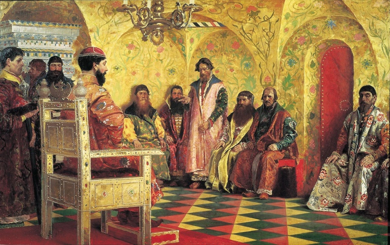 На царский трон, восседает Борис Годунов