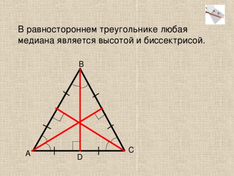 Высота в равностороннем треугольнике