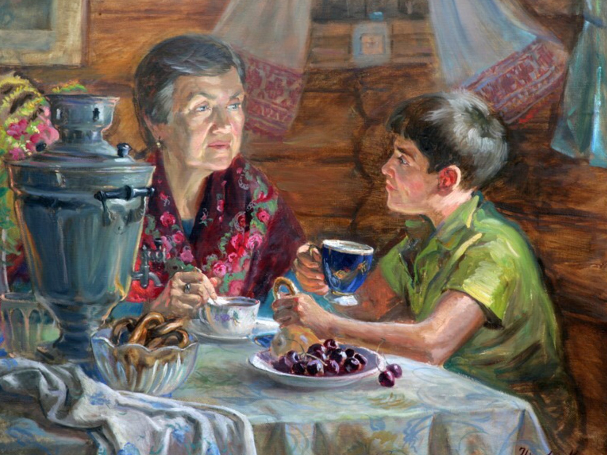 Бабушкина н д. Картины Юлии бакаевой чаепитие.