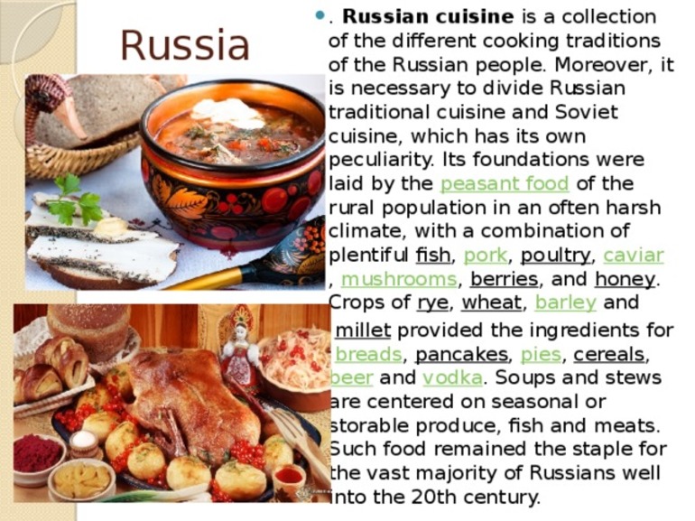 Традиционное блюдо в россии на английском языке 