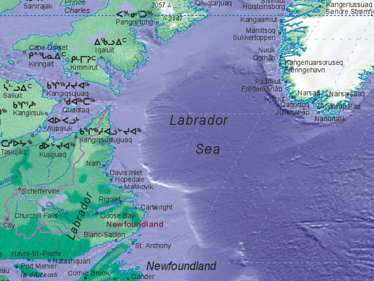 Море лабрадор на карте