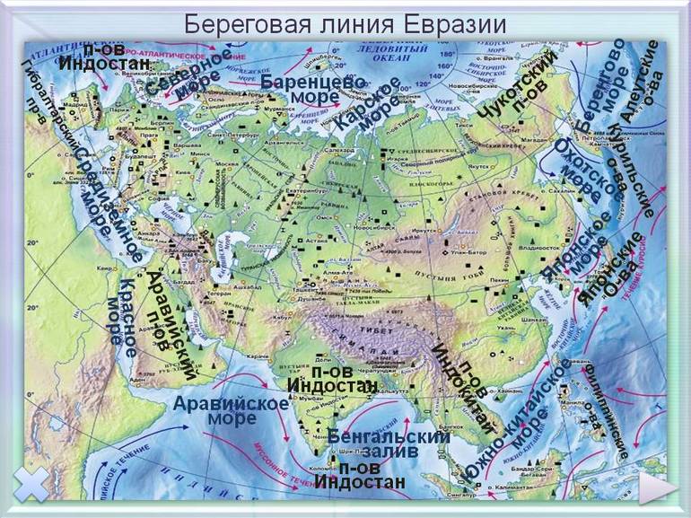 Изрезанность береговой линии Евразии
