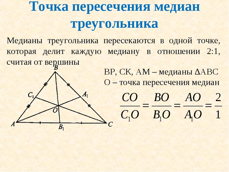 Центр треугольника это точка пересечения