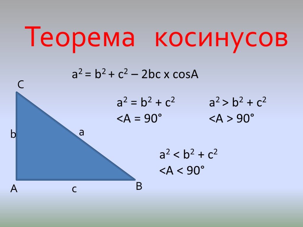 Теорема косинусов угла б. Теорема косинусов в прямоугольном треугольнике. Теорема косинусов косинус. Теорема косинусов для треугольника формула. Теорема косинусов для прямоугольного треугольника формула.