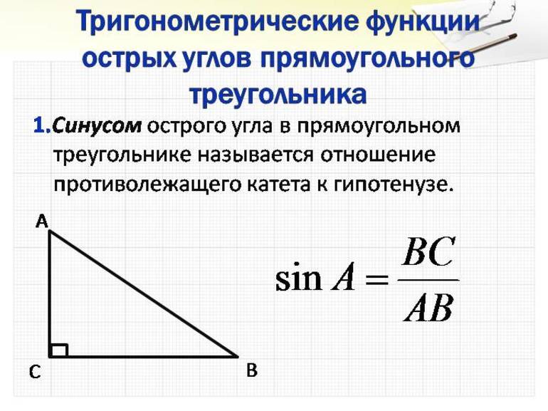 Синус угла треугольника