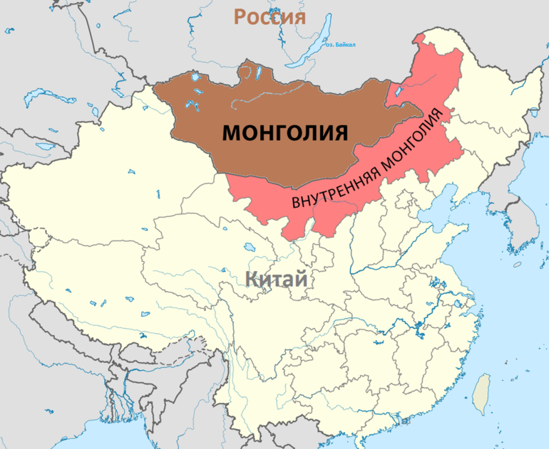 Внутренняя Монголия китая карта