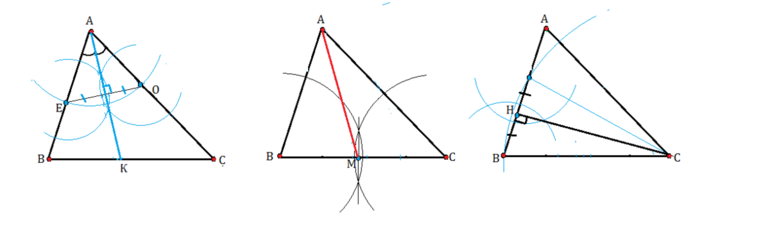Построить высоты равнобедренного треугольника