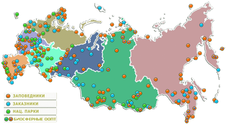 Особо охраняемые природные территории на карте
