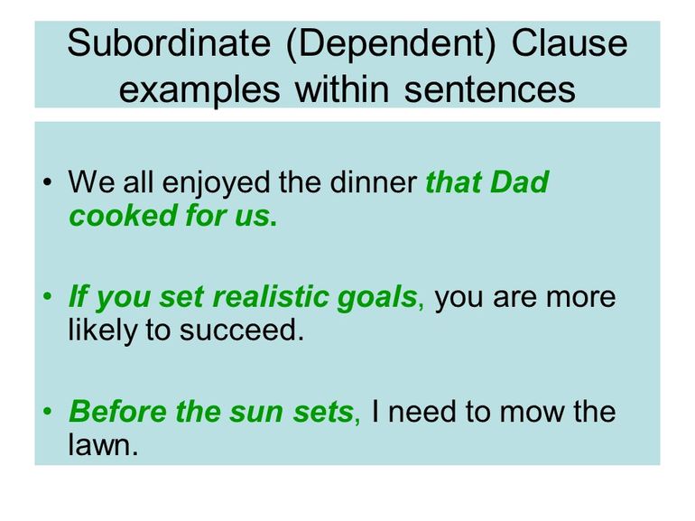 Пунктуация Subordinate Clause Sentences