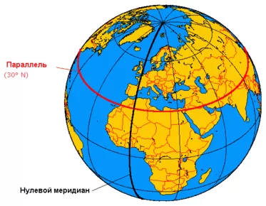 Рис. 1. Параллели и меридианы