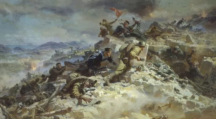Рис. 1. Штурм Сапун-горы. Автор П. Т. Мальцев