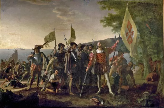 Рис. 4. "Высадка Колумба в Америке". Д. Вандерлин. 1842 год