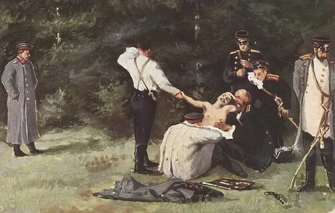 Рис. 7. Дуэль Михаила Лермонтова и Николая Мартынова