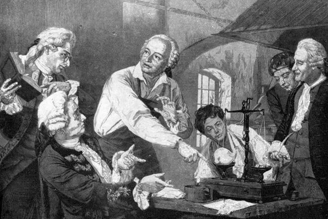 Рис. 6. Михаил Ломоносов в химической лабаратории