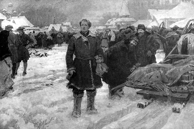 Рис. 3. Михаил Ломоносов прибывает в Москву