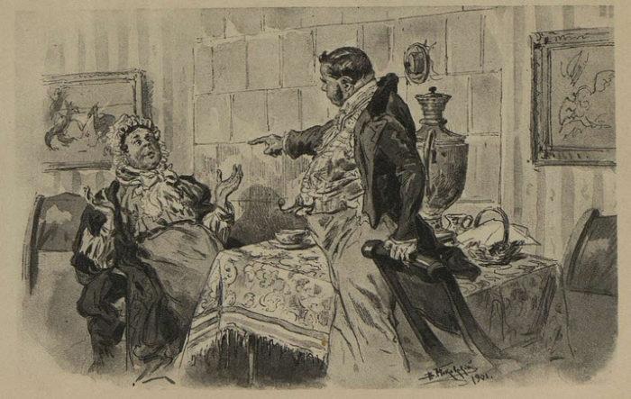 Рис. 3. Чичиков и Коробочка. В. Е. Маковский, 1901 год