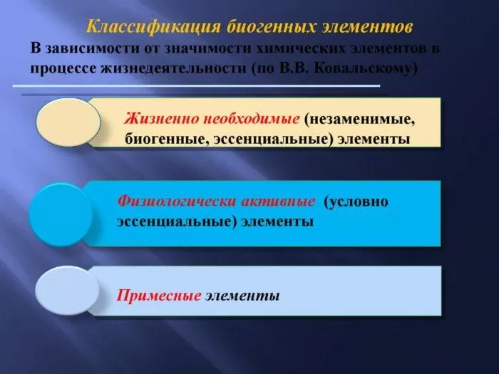 Рис. 1. Классификация биогенных элементов