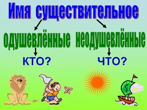 Рис. 1. Одушевленные и неодушевленные имена существительные