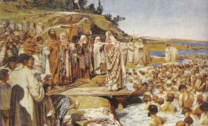 Рис. 2. «Крещение киевлян». Автор Клавдий Лебедев