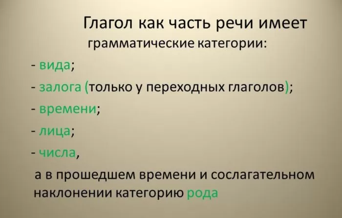 Рис. 2. Грамматические категории глагола