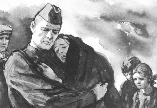 Рис. 2. Иллюстрации к повести М. Шолохова Судьба человека. Кукрыниксы