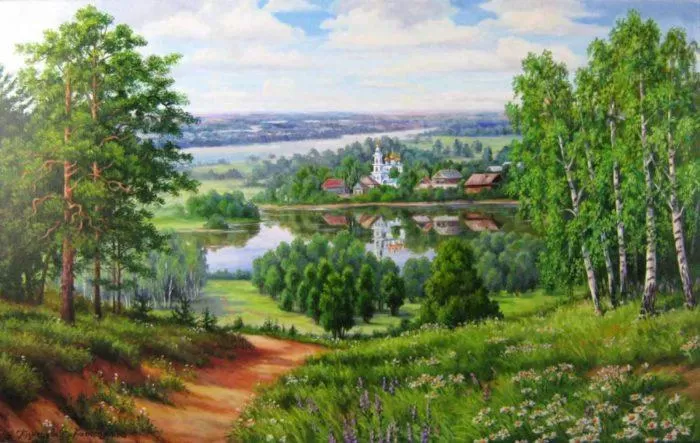 Рис. 2. Картина "Россия моя". Автор Е. М. Самарская. 2012 год