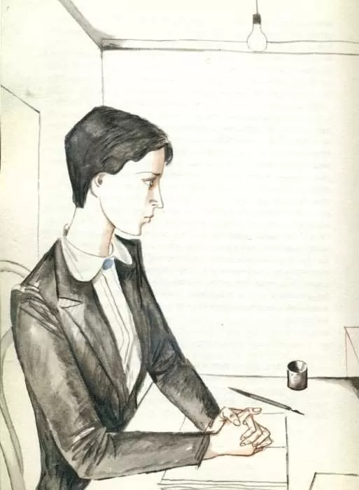 Рис. 3. Учительница французского Лидия Михайловна. Художник В. Гальдяев