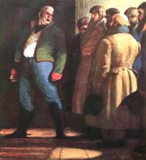 Рис. 4. Иллюстрации к комедии "Ревизор". Ю. Д. Коровин. 1951 год