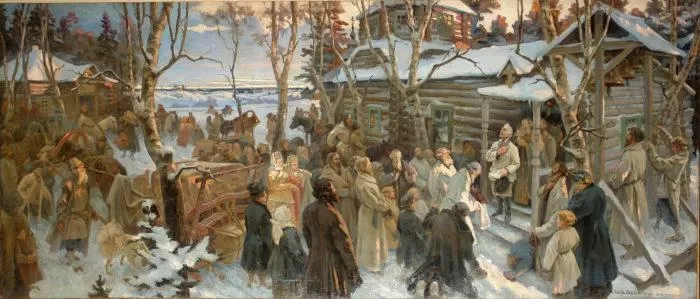 Рис. 4. Отъезд А. В. Суворова из села Кончанского в поход. Н. А. Шабунин. 1799 год