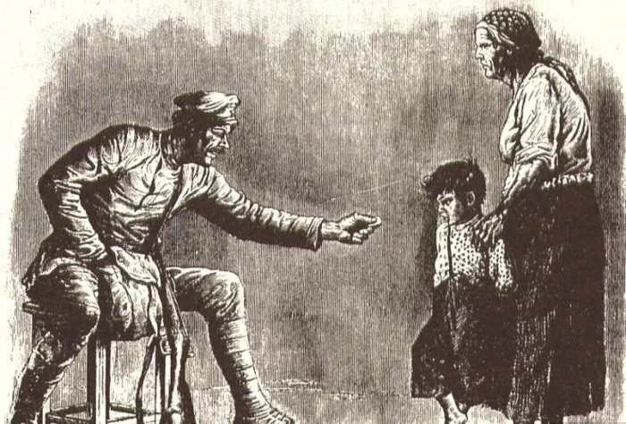 Рис. 5. Ильинична, Мишатка и красноармеец. Художник С. Корольков