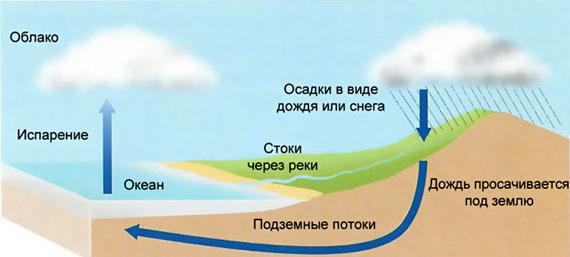 Рис. 1. Схема круговорота воды в природе