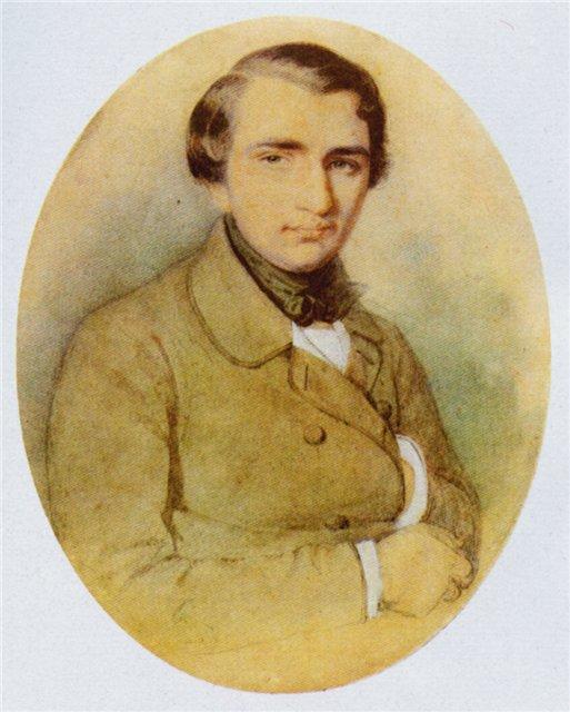 Рис. 2. Иван Тургенев в молодости. Рисунок К. А. Горбунова. 1838 год