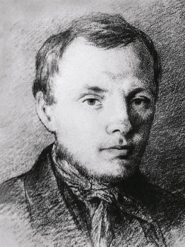 Рис. 3. Достоевский в 26 лет. Рисунок К. Трутовского. 1847 год