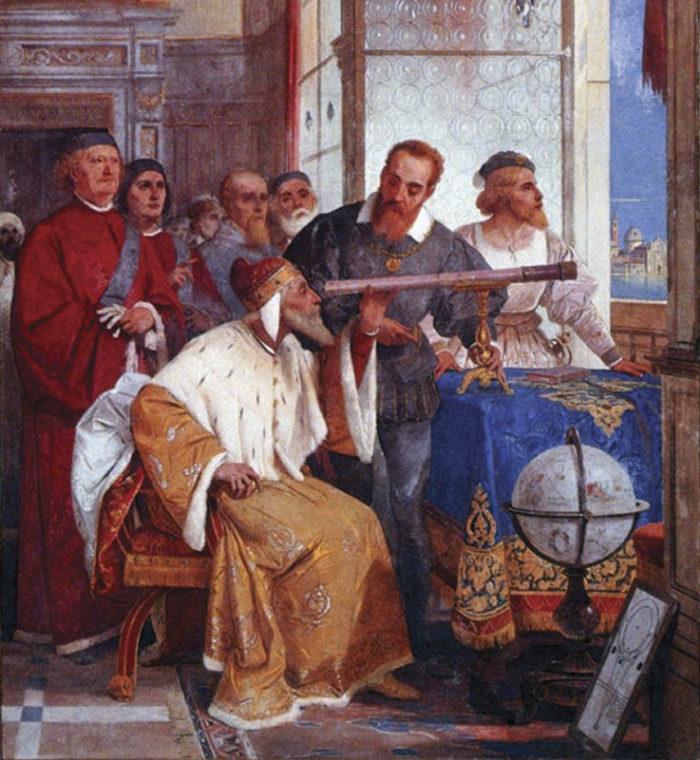Рис. 2. Галилей показывает телескоп венецианскому дожу (фреска Дж. Бертини)